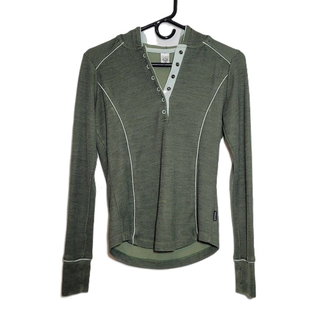 prAna Women's 1/4 Button Up Henley Hoodie Size Small